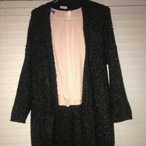 knitted pull over knee long dark gray